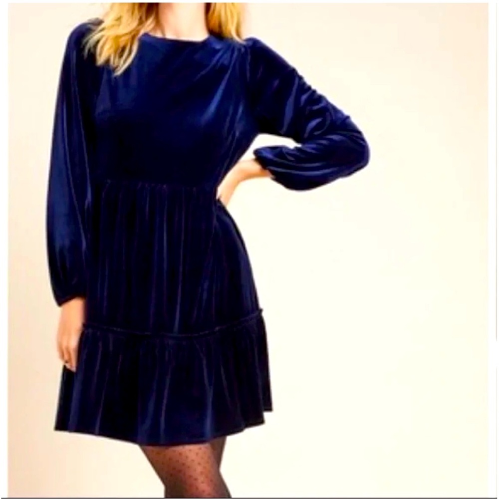 Anthropologie Navy Long Sleeve Dress
